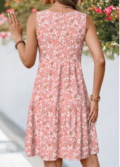 Dusty Pink Ditsy Floral Print Patchwork Sleeveless Dress | thumb picture 