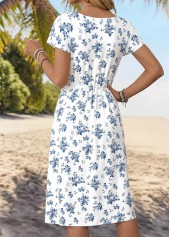 Navy Ditsy Floral Print Wrap Short Sleeve Dress | thumb picture 