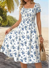 Navy Ditsy Floral Print Wrap Short Sleeve Dress | thumb picture 