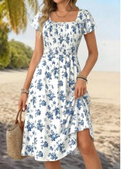 Navy Ditsy Floral Print Wrap Short Sleeve Dress | thumb picture 