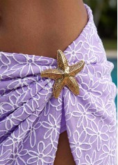 Purple Mid Waisted Three-piece Floral Print Bikini Set | thumb picture 