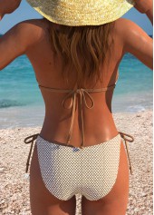 Light Coffee Mid Waisted Three-piece Plaid Bikini Set | thumb picture 