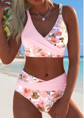 Light Pink Mid Waisted Surplice Bikini Set