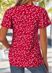 Red Heart Print Curved Hem Short Sleeve T Shirt | thumb picture 