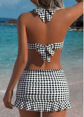 Black Mid Waisted Two-piece Gingham Print Bikini Set | thumb picture 