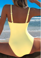 Light Yellow Cut Out Floral Print One Piece Swimwear | thumb picture 