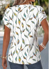 Raw White Floral Print Patchwork Short Sleeve T Shirt | thumb picture 