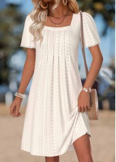 Beige Short Tummy Coverage Square Neck Dress | thumb picture 