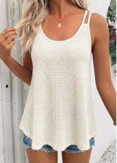 Beige Tummy Coverage Strappy Scoop Neck Camisole Top