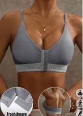 Grey Letter V Neck Adjustable Bra