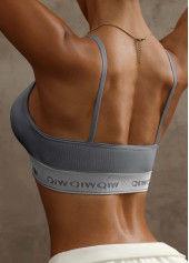 Grey Letter V Neck Adjustable Bra | thumb picture 