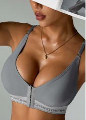 Grey Letter V Neck Adjustable Bra | thumb picture 