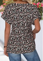 Black Ditsy Floral Print Tummy Coverage Short Sleeve Blouse | thumb picture 