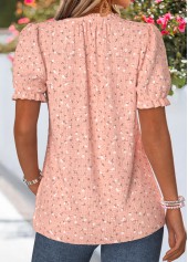 Dusty Pink Floral Print Frill Short Sleeve T Shirt | thumb picture 