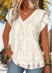 White Tummy Coverage Short Sleeve V Neck T Shirt | thumb picture 