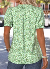 Light Green Ditsy Floral Print Tuck Stitch T Shirt | thumb picture 