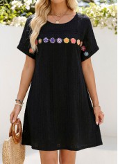 Black Short Sleeve Round Neck Dress