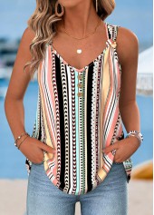 Multi Color Geometric Print Tie Strappy Tank Top | thumb picture 