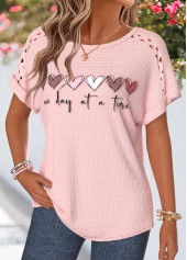 Light Pink Geometric Print Patchwork Short Sleeve T Shirt | thumb picture 