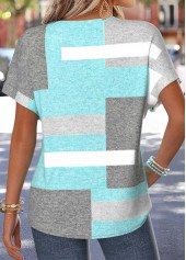 Mint Green Geometric Print Tummy Coverage T Shirt | thumb picture 