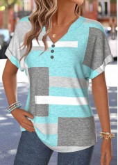 Mint Green Geometric Print Tummy Coverage T Shirt | thumb picture 