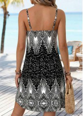 Black Tribal Print Short Tummy Coverage Strappy Dress | thumb picture 