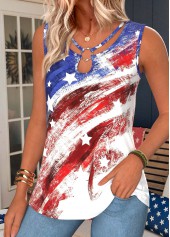 American Flag Multi Color Circular Ring Sleeveless Tank Top | thumb picture 