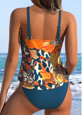 Blue Mid Waisted Patchwork Floral Print Tankini Set | thumb picture 