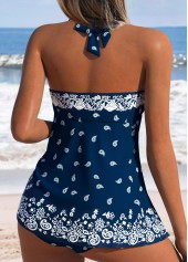 Navy Layered Paisley Print One Piece Swimdress | thumb picture 
