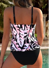 Multi Color Mid Waisted Patchwork Leaf Print Tankini Set | thumb picture 
