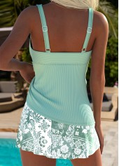 Sage Green Mid Waisted Random Floral Print Tankini Set | thumb picture 
