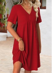 Red Short Tummy Coverage V Neck Dress | thumb picture 