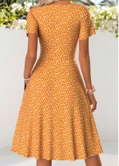 Orange Ditsy Floral Print Double Side Pockets Dress | thumb picture 