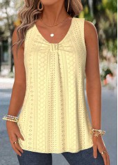 Light Yellow Curved Hem Sleeveless Tank Top