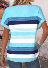 Blue Striped Tummy Coverage Short Sleeve T Shirt | thumb picture 