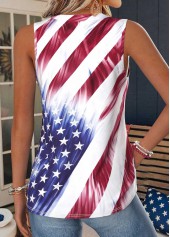 American Flag Red Curved Hem Sleeveless Tank Top | thumb picture 
