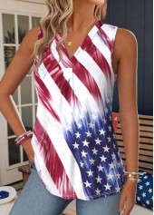 American Flag Red Curved Hem Sleeveless Tank Top | thumb picture 