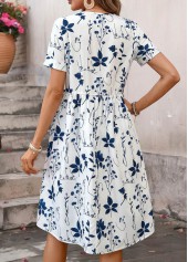 White Floral Print Tummy Coverage Short Sleeve Dress | thumb picture 