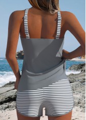 Tummy Coverage Mid Waisted Striped Purple Tankini Set | thumb picture 