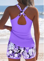 Tummy Coverage Mid Waisted Floral Print Tankini Set | thumb picture 