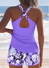 Tummy Coverage Mid Waisted Floral Print Tankini Set | thumb picture 