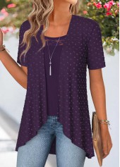 Purple Short Sleeve Fake Two Piece Twinset | thumb picture 