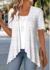 Raw White Short Sleeve Fake Two Piece Twinset | thumb picture 