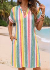Multi Color Short Tummy Coverage Split Neck Dress | thumb picture 