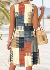 Multi Color Geometric Print Short Tummy Coverage Sleeveless Dress | thumb picture 