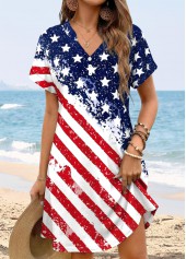 American Flag Multi Color Short Tummy Coverage Dress