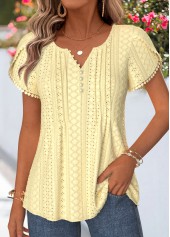 Light Yellow Curved Hem Short Sleeve T Shirt