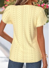 Light Yellow Curved Hem Short Sleeve T Shirt | thumb picture 