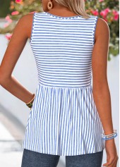Blue Striped Corset Sleeveless Round Neck Tank Top | thumb picture 