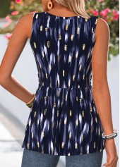 Navy Polka Dot Corset Sleeveless Round Neck Tank Top | thumb picture 